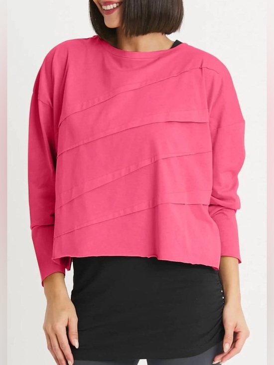 PLANET by Lauren G Tops - PLANET by Lauren G Pima Cotton Mini Tucked Tee One Size In Lipstick Pink